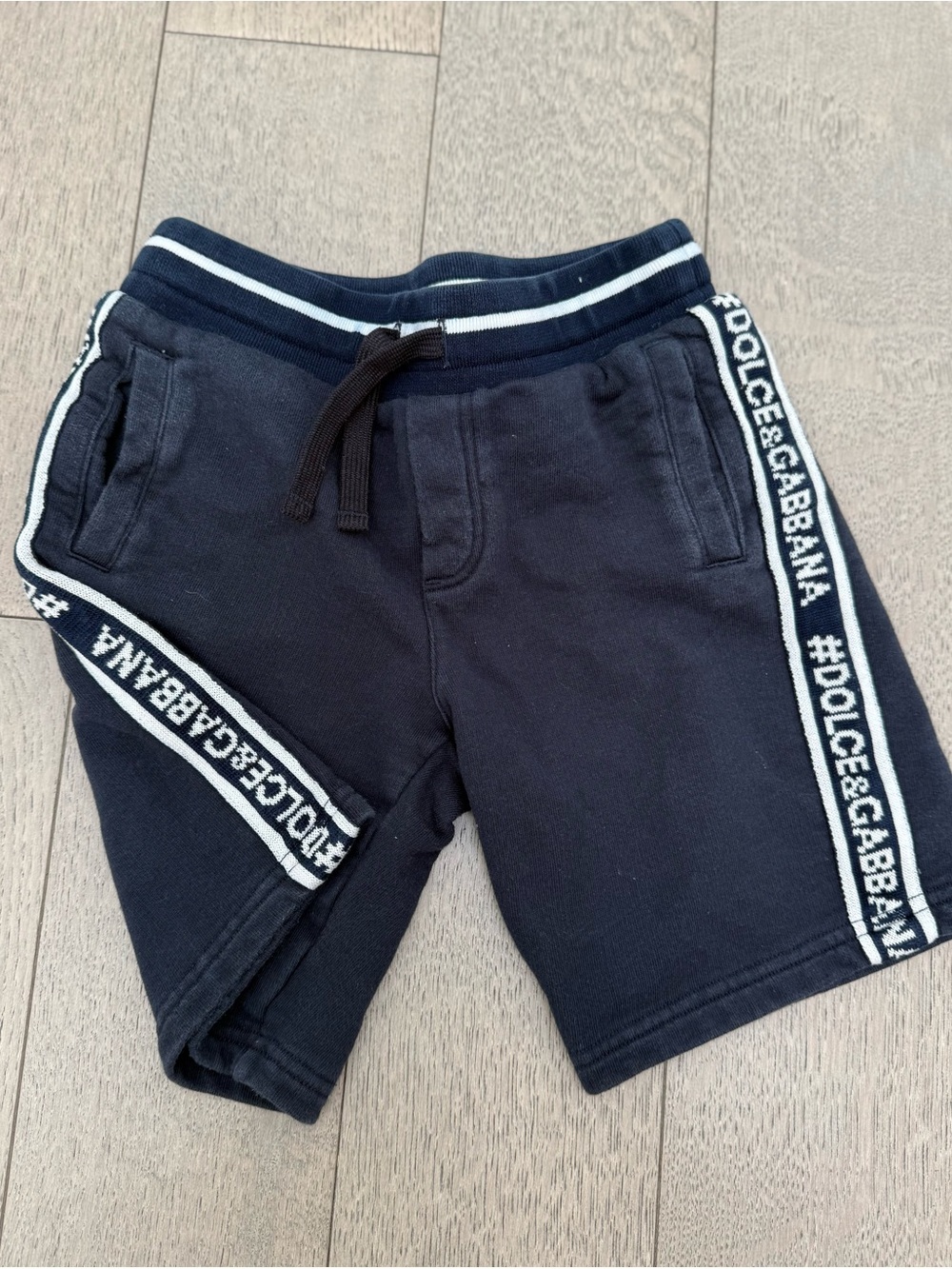 Dolce & Gabbana Kids Navy Shorts with White Logo Trim